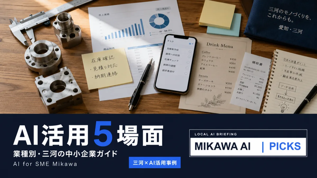 中小企業のAI活用5場面｜製造業・飲食店など業種別の使い方ガイド【MIKAWA AI PICKS】のサムネイル