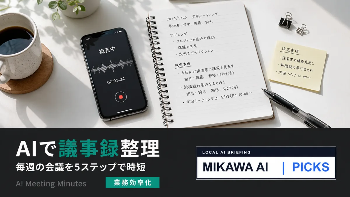 AI議事録の始め方｜文字起こし・要約の手順と安全なツールの選び方のサムネイル