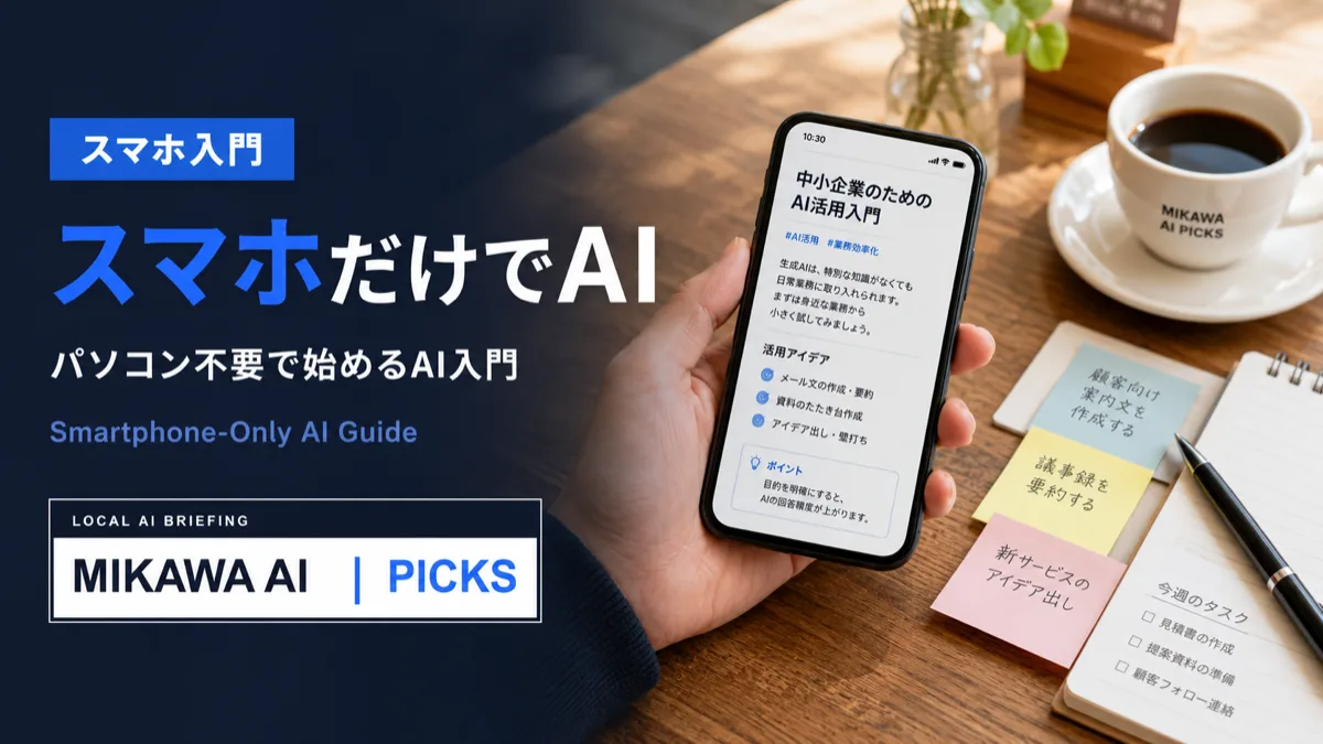 スマホだけでAIを使う方法｜パソコン不要で始める三河の事業者向けAI入門のサムネイル