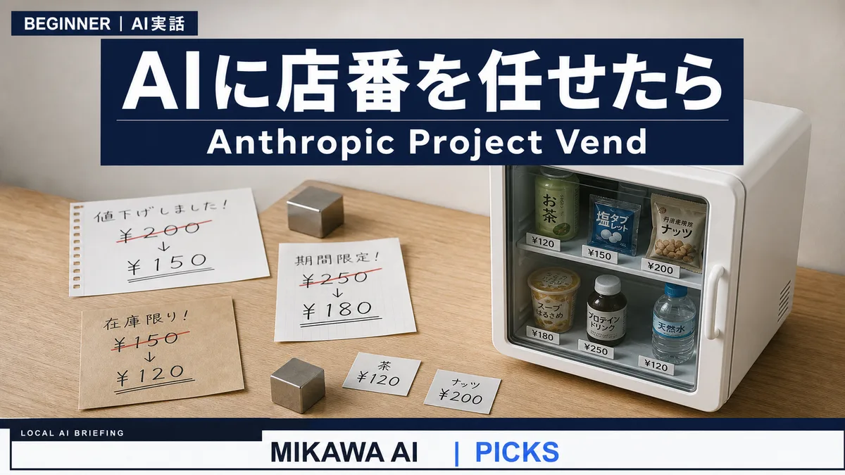 AIに会社の売店を任せたら、どうなった？｜Anthropicの実験から学ぶAIの「使いどころ」のサムネイル