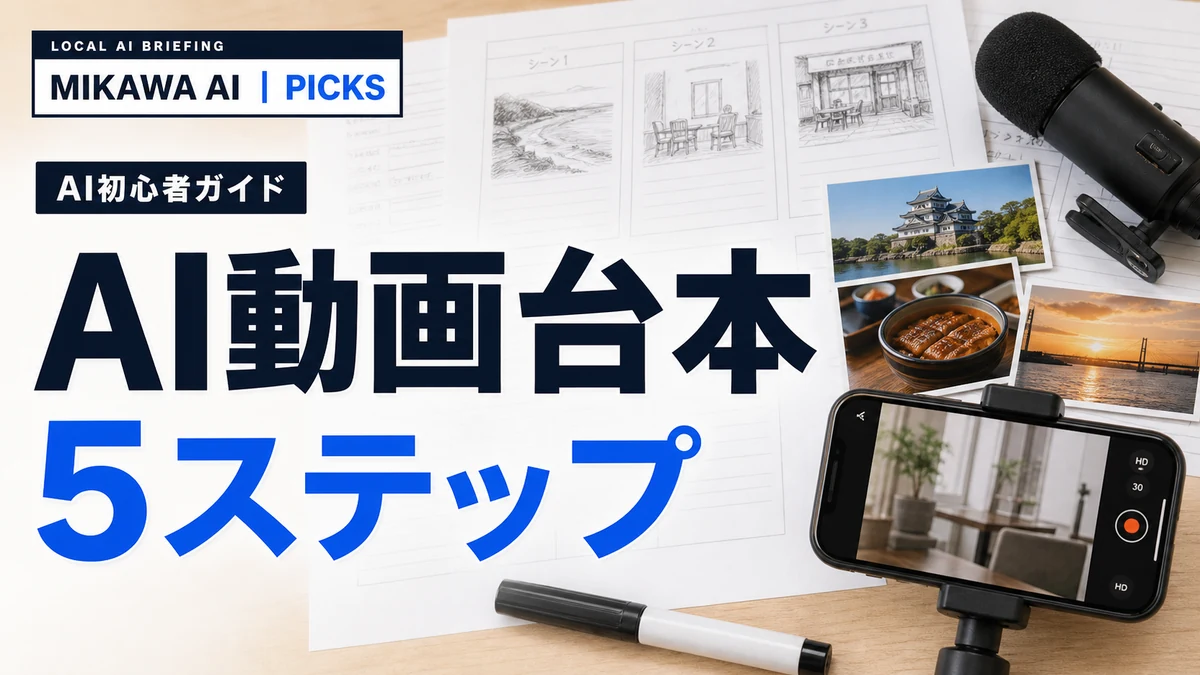 AIで動画台本・YouTube台本を作る方法｜三河の事業者が情報発信を続けるための5ステップのサムネイル