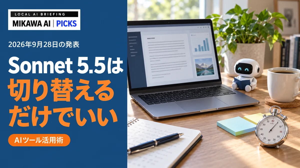 Claude Sonnet 5.5とは|同じ値段で速く安くなった新モデルの変更点と切り替え方のサムネイル