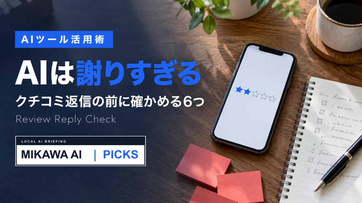 クチコミ返信をAIで書く前に|低評価への対応で確認する6つのサムネイル